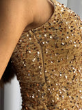 Hulianfu Maxi Long Sequin Dress Sexy Red Glitter Bodycon Wedding Guest Birthday Party Dresses Elegant Occasion Dress for Women