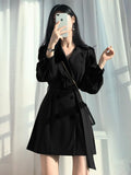 Hulianfu Vintage Notched Black Long Sleeve Jacket Slim Blazer Mini Dresses for Women Korean Fashion Sexy Casual Bodycon Dress Autumn