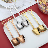 HULIANFU Stainless Steel Coffee Tea Spoon Creative Retro Shovel Scoop for Dinner Ice Cream Dessert Watermelon Kitchen Tableware Bar Tool
