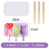HULIANFU Silicone Ice Cream Mold Popsicle Siamese Molds with Lid DIY Homemade Ice Lolly Mold Cartoon Cute Image Handmade Kitchen Tools