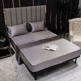 HULIANFU Luxury Bed Sheet Set Satin Silk Fitted Sheet Height 35cm 4pcs Sheet Set Queen King Flat Sheet Set Soild Color Bedding Set