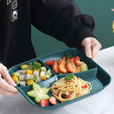 HULIANFU Portion Control Food Dish Home Kitchen For Adults Reusable PP Round Square Dinner Plate Diet Non Slip Dinnerware 3 Compartments