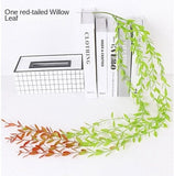 HULIANFU Simulation plant willow leaf rattan wedding ceiling wall hanging plastic green leaf rattan hanging green plant