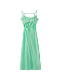 hulianfu Pink Camis Long Dresses Women Satin Cut Out Sleeveless Slip Dress Female Backless Sexy Party Dresses Summer Slit Midi Dress