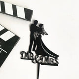 HULIANFU MR&amp;MRS Acrylic Wedding &amp; Engagement Cake Topper Lover Valentine  Day Baking Decoration You&amp;me Anniversary Cake Party Favors