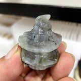 HULIANFU SkullS Pumpkin Figurine Labradorite Reiki Healing Hand Carved Home Halloween Decoration Gift 1pcs