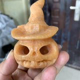HULIANFU Sun Stone Halloween Pumpkin Skulls Collection Natural Stone Carved Wicca Figurine 1pcs