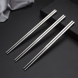 HULIANFU Stainless Steel Chopsticks Set Chinese Metal Non-slip Steel Chopstick Kit Portable Reusable Food Sushi Sticks Home Kitchen Tools