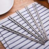 HULIANFU Stainless Steel Chopsticks Set Chinese Metal Non-slip Steel Chopstick Kit Portable Reusable Food Sushi Sticks Home Kitchen Tools