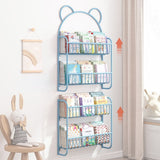 HULIANFU Simple Metal Bookshelf Iron Art Furniture Children  Picture Books Storage Rack Save Space Wall Hanging Shelf Bookcase Bedroom