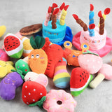HULIANFU Pet Toys Plush Squeaky Toy Bite-Resistant Clean Dog Chew Puppy Training Toy Soft Banana Bone Vegetable Fruit Pet Supplies