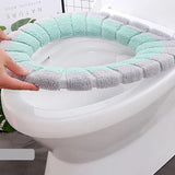 HULIANFU Winter Warmer Toilet Seat Cover Mat Bathroom Toilet Pad Cushion with Handle Thicker Soft Washable Closestool Warmer Accessories
