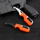 HULIANFU Portable Multifunctional Express Parcel Knife, Keychain, Serrated Hook, Carry-on Unpacking, Emergency Survival Tool Box Opener