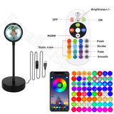 HULIANFU Sunset Lamp USB Projection Rainbow Atmosphere Night Light Sunset Lamp Bedroom Room Decoration Background Wall LED Table Light
