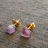 HULIANFU Natural Amethyst Rough Stone Earrings Simple and Fashionable Women  Earrings Earrings Crystal Flower Jewelry High-end Luxury
