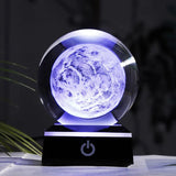 HULIANFU New 80mm K9 Crystal Solar System Planet Globe 3D Laser Engraved Sun System Ball with Touch Switch LED Light Base Astronomy Gifts