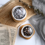 HULIANFU New Ceramic Dessert Bowl Snack Dish Taste Fruit Salad Ice Cream  Pudding Cup With Bamboo Tray Glass Cover Creative Tableware