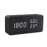 HULIANFU USB/AAA  Clocks LED Wooden Alarm Clock Watch Table Voice Control Digital Wood Despertador Electronic Desktop Table Decor