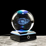 HULIANFU New 80mm K9 Crystal Solar System Planet Globe 3D Laser Engraved Sun System Ball with Touch Switch LED Light Base Astronomy Gifts