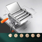 HULIANFU Manual Stainless Steel Linguine Pasta Maker Noodle Spaghetti Press Machine Cutter Dough Sheeter Ravioli Dumplings Shell Tool