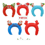 HULIANFU 2023 5pcs Christmas Hair Band Foil Inflate Balloons Santa Claus Snowman Headbands Balloon Kids Christmas Gifts Toys Balloon Balls