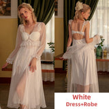 hulianfu Sexy Night Dress Women Lace Sleepwear Mesh Sling Camisole Nightgown Pajamas Sets Party Long Robe Lingerie Set Home Suit Nighty