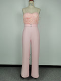 Hulianfu Jumpsuit Women Elegant Long Jumpsuit Strapless Slash Neck Feather Tube Top Sexy Fashion Party Night Evening Jumpsuit Summer