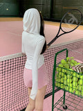 Hulianfu Sun-proof Jackets Women Cropped Slim Hooded Thin Summer Sporty Tender Sexy Basic Fashion All-match Casual New Arrival Ins Mujer
