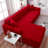 HULIANFU Solid Color Elastic Sofa Cover For Living Room 1/2/3/4 Seater L-Shaped Corner Sofa Cover Slipcover Stretch Couch Armchair Covers