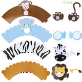 HULIANFU Wild Jungle Party Cake Topper Kids Happy Birthday  Animal Cake Flag Boy Birthday Party Decoration Children Forest Party Supplies