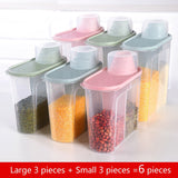HULIANFU PP Food Storage Box Plastic Clear Container Set with Pour Lids Kitchen Storage Bottles Jars Dried Grains Tank 1.9L-2.5L H1211