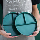 HULIANFU Portion Control Food Dish Home Kitchen For Adults Reusable PP Round Square Dinner Plate Diet Non Slip Dinnerware 3 Compartments