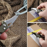 HULIANFU Portable Multifunctional Express Parcel Knife, Keychain, Serrated Hook, Carry-on Unpacking, Emergency Survival Tool Box Opener