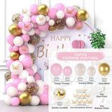 HULIANFU Macaron Pink Balloon Garland Arch Kit Wedding Birthday Party Decoration Kids Globos Rose Gold Confetti Latex Ballon Baby Shower