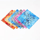 HULIANFU Tie Dye Bandana Cotton Paisley Bandanas Headbands Cowboy Handkerchiefs for Men and Women Colorful Hip-Hop Cycling Outdoor