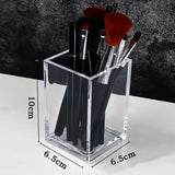 HULIANFU Pearl Cosmetic Brush Holder Transparent Acrylic Cosmetic Brush Container Dustproof Beauty Makeup Tools Organizer Pen Storage Box