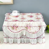 HULIANFU Polyester Yarn Edge Pastoral Lace Style Microwave Dust Cover Home Kitchen Appliances Microwave Oven Emergency Dust Cover