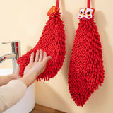 HULIANFU Red Chenille Soft Hand Towel Chinese Style Quick-Dry Absorbent Cartoon Wipe Handkerchief for Home Bathroom Embroidery Towels