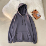hulianfu Woman's Sweatshirts Solid Drop Shoulder Korean Female Hooded Pullovers  Thicken Warm Oversized Hoodies Women
