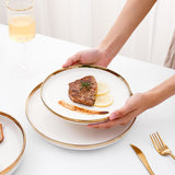 HULIANFU White Porcelain Plates for Food Dinner Set Dishes Salad Soup Bowl Ceramic Plates and Bowls Set Tableware Set Service for 4/6/8