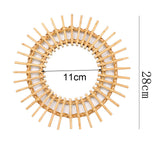 HULIANFU Rattan Innovative Art Decor Round Makeup Mirror Dressing Bathroom Wall Hanging Mirror Nordic Wall Hanging Makeup Mirror