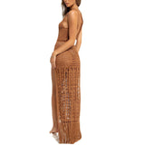 Hulianfu Swim Cover Up For Women Beach Outfit Clothes Summer New Bikini Bathing Suit Dress Smock Hollow Out With Print Acrylic Pareos