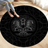 HULIANFU Viking Valknut Yggdrasil Tree of Life Area Rug Round Carpets Rugs for Living Room Bedroom Foot Pad Decoration,Non-slip Floor Mat