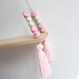 HULIANFU Nordic Nursery &amp; Kids Decor Tassels Storage Shelf Rack Wall Hanging Wood Toys Model Baby Kid Room Furnish Artic Home Decoration