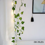 HULIANFU Outdoor Wedding Decoration LED Leaf Twine Fairy String Lights With Battery Operate For Rustic Holiday Party Event Decor Supplies