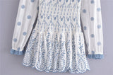 Hulianfu Spring Summer Vintage New Fashion Women Embroidered Elastic Square Neck Puff Long Sleeve Short Mini Dress
