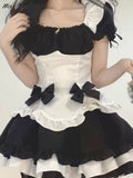 hulianfu Lolita Kawaii Dress Women New Bow Sexy Party Mini Dresses Female Maid Cosplay Costume Animation Show Japanese Outfit Dress