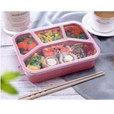 HULIANFU Wheat Straw Lunch Box Bento Box Japanese Style Students 4-box Containers for Food Microwave Office Workers Food Box Fruits Case