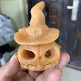 HULIANFU Sun Stone Halloween Pumpkin Skulls Collection Natural Stone Carved Wicca Figurine 1pcs