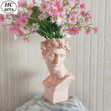 HULIANFU W&amp;G Nordic Vase Home Decor Vase Creative Human Head Portrait Flower Vases Room Decoration Resin David Flower Vase Room Decor